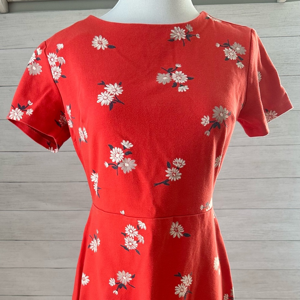 Old Navy Coral Dress Short Sleeve Floral Daisy Print  Women’s Sz Small